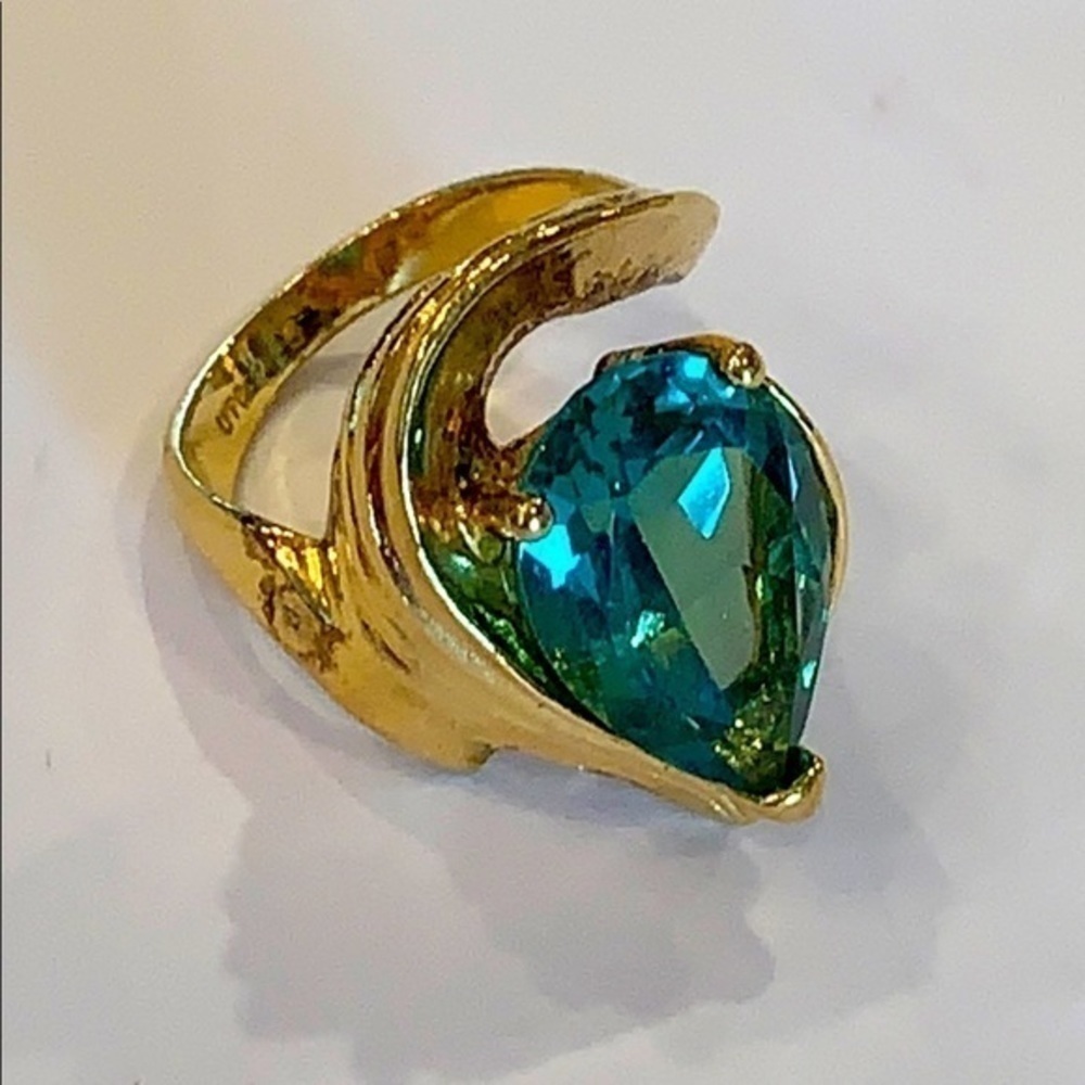 UTC gold vermeil sterling silver 925 modern green - Picture 8 of 9